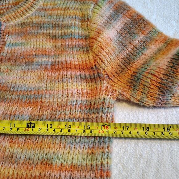 Vtg 70s Knit Mohair S M Wool Cardigan Sweater Multicolor Pastel Rainbow Boho - Picture 6 of 9